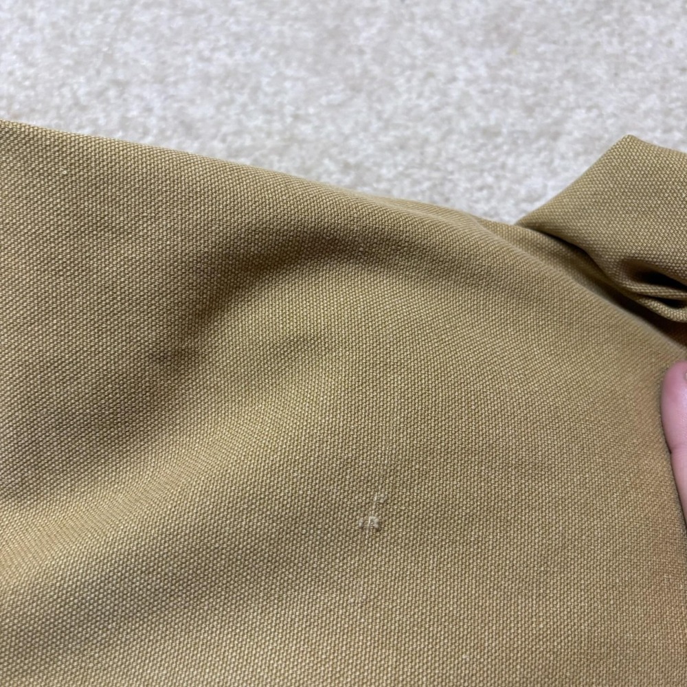 Vtg LL Bean Jacket XXL Beige Canvas Plaid Lined Field Barn Chore Coat Distressed - Picture 10 of 16